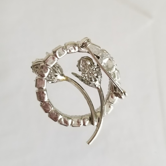 Vintage Blue and Silver Floral Brooch - Picture 3 of 3